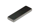 a black and silver rectangular object on a black background
