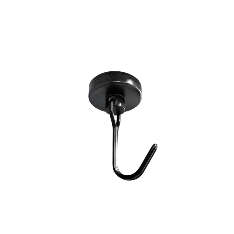 Swing Hook Pot Magnet Black - 25mm Diameter (Rare Earth)