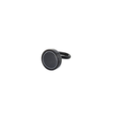 25mm black epoxy pot magnet with M5 hook, angled view showing the magnet face