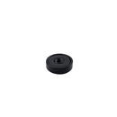 16mm x 5mm black epoxy coated pot magnet viewed from above, showing the M4 flush threaded hole