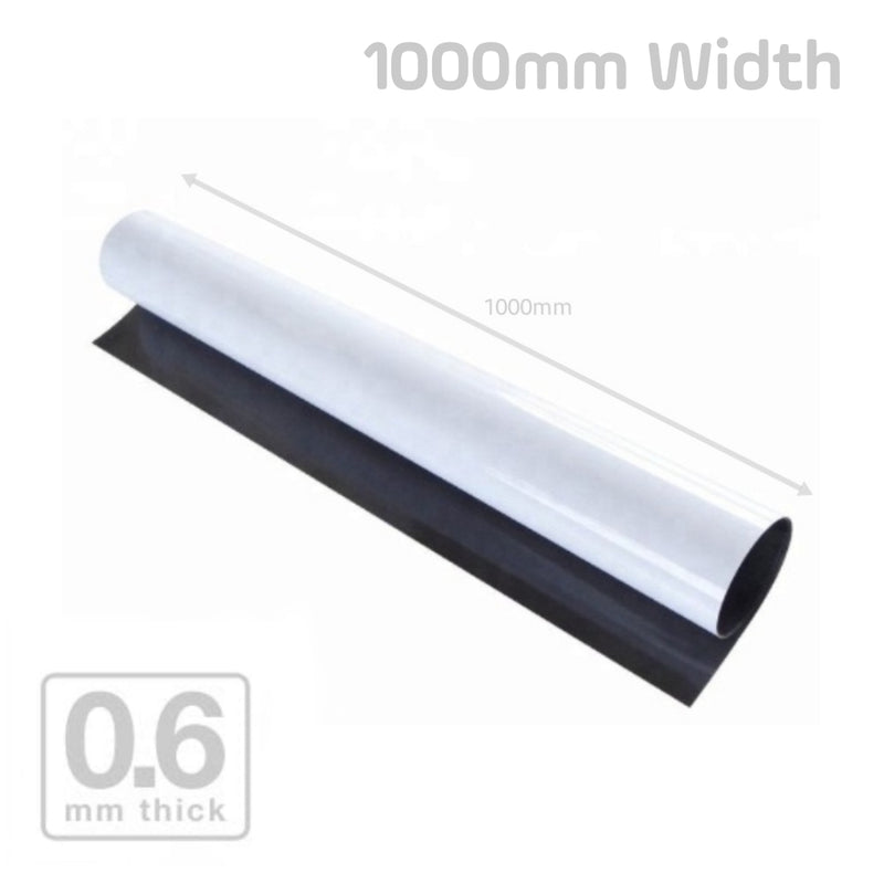 1000mm x 0.6mm White Gloss Magnetic Roll for Wide Format Printing (Flexible Rubber)
