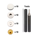 Punch Style Magnetic Snap Button Set w/ Tools - Silver (15mm)