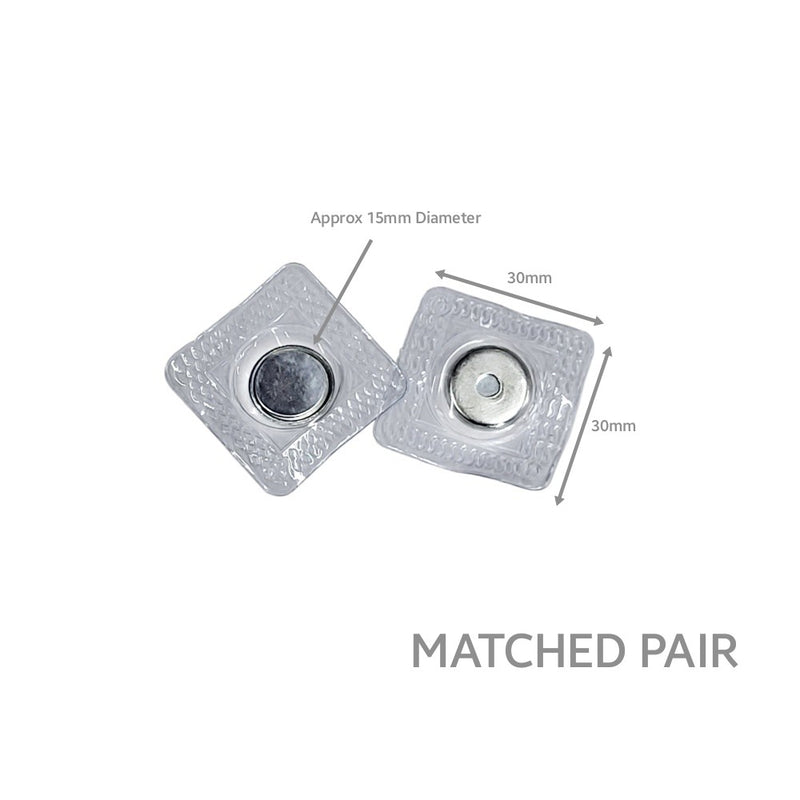 15mm Sew-In Magnet Buttons - Matched Pair (30mm Square)