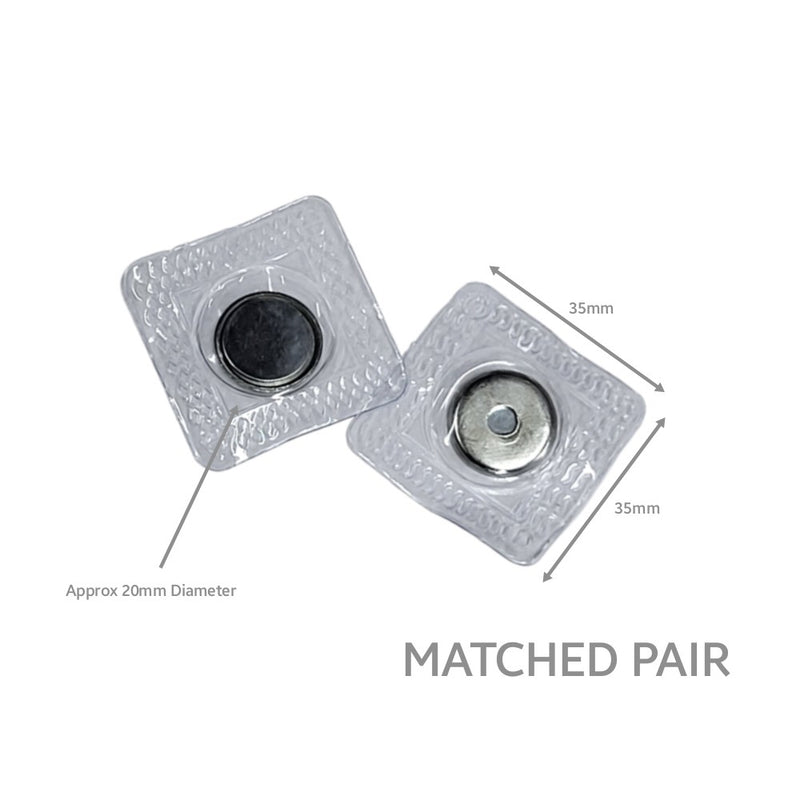 20mm Sew-In Magnet Buttons - Matched Pair (35mm Square)