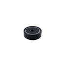 20mm x 7mm black epoxy coated pot magnet viewed from above, showing the magnet face and M4 threaded hole