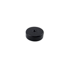 20mm x 7mm black epoxy coated pot magnet, angled view showing the steel cup and M4 flush thread