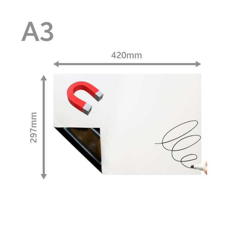 A3 'Stick Anywhere' Magnet Receptive Whiteboard - Self Adhesive (420mm x 297mm)