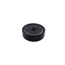 25mm x 8mm black epoxy coated pot magnet viewed from above, showing the magnet face and M5 threaded hole