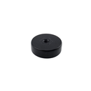 25mm x 8mm black epoxy coated pot magnet, angled view showing the steel cup and M5 flush thread