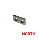 30mm x 15mm x 4mm countersunk block magnet marked NORTH