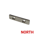 40mm x 9mm x 3mm countersunk block magnet marked NORTH