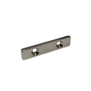 40mm x 9mm x 3mm neodymium block magnet with twin 3.2mm/6.4mm countersunk holes
