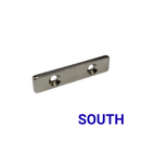 40mm x 9mm x 3mm countersunk block magnet marked SOUTH