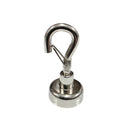 16mm Neodymium Pot Magnet with Spring Locking Hook showing nickel plated magnetic hook assembly