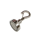 16mm Neodymium Pot Magnet with Spring Locking Hook showing nickel plated magnetic hook assembly