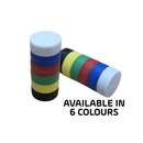16mm x 6mm plastic coated neodymium disc magnets in black, blue, green, red, white and yellow