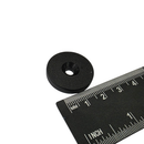 OD 25mm x H 4.4mm plastic coated countersunk ring magnet shown beside a ruler for scale