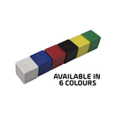 13mm x 13mm x 13mm plastic coated neodymium block magnets shown in all six available colours