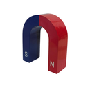 100mm x 85mm x 33.5mm alnico horseshoe magnet, angled view with the north pole face marked