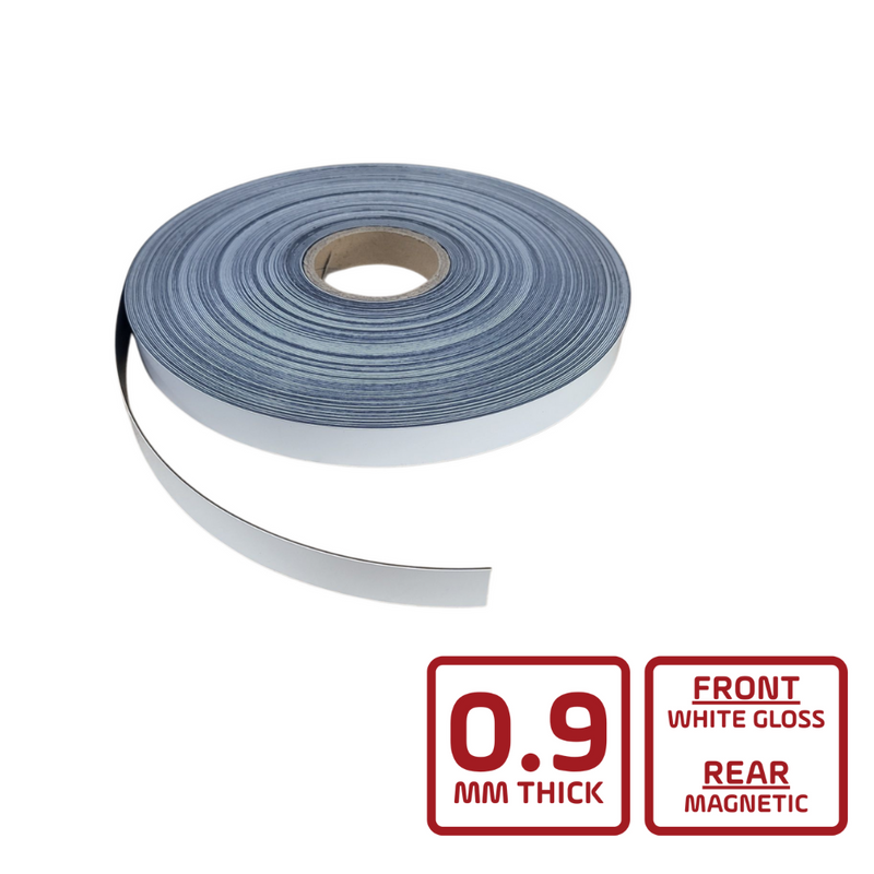 25mm x 0.9mm White Gloss Magnetic Stripping (Flexible Rubber)