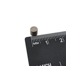 5mm x 5mm samarium cobalt rod magnet shown beside a ruler for scale