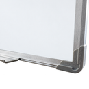 Close up of the whiteboard corner showing the aluminium frame and moulded corner cap