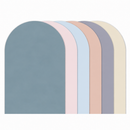 Repositionable magnetic arch wall decals for kids in six pastel colours: Dusty Blue, Blush Pink, Sky Blue, Peach, Lilac Grey and Cream