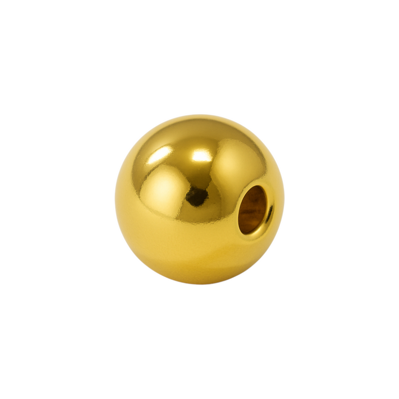 8mm Round Bead Magnet with 2.0mm Hole (Rare Earth, Gold)