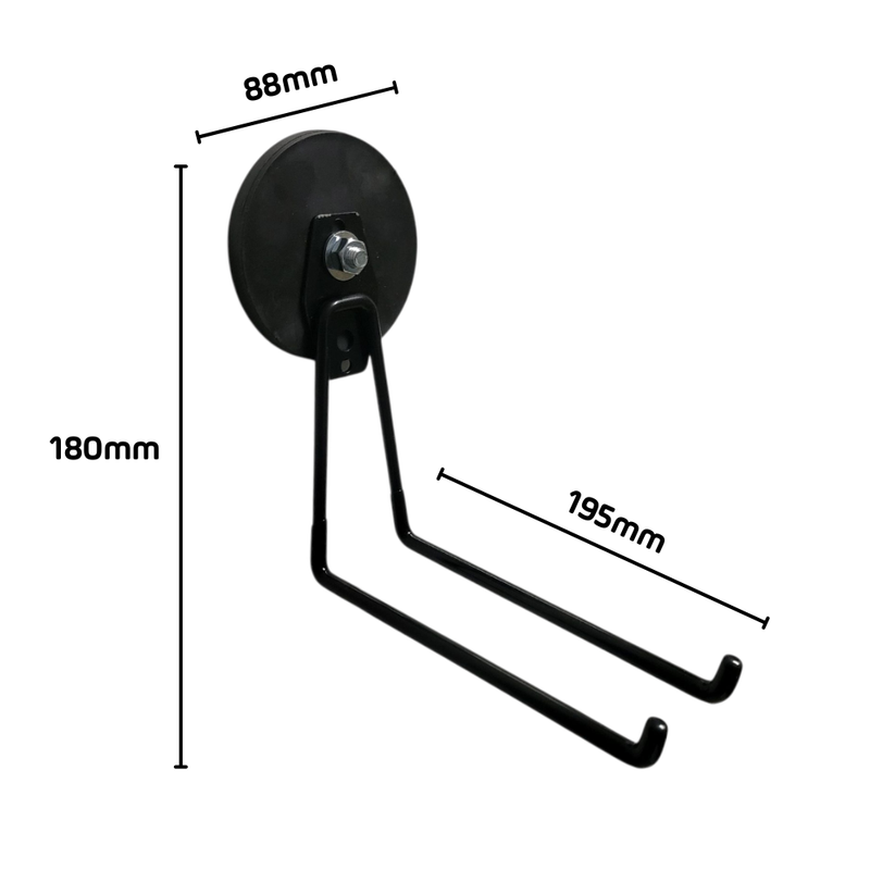 88mm Rubber Pot Magnet with Large Hanging Storage Hook (Rare Earth)