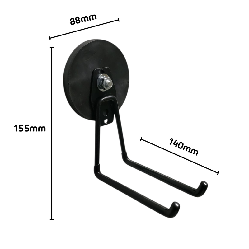88mm Rubber Pot Magnet with Medium Hanging Storage Hook (Rare Earth)