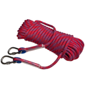 Coiled 20 metre 10mm red braided magnet fishing rope with two stainless screw gate carabiners