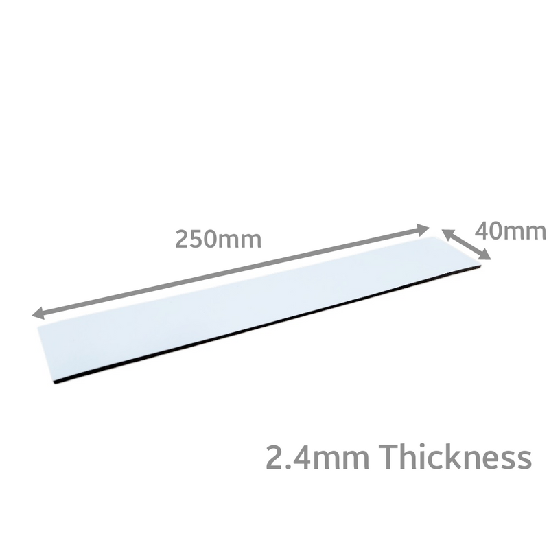 250mm x 40mm (2.4mm Thick) White Gloss Magnetic Label