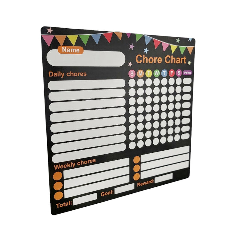 Magnetic Chore / Reward Whiteboard (Blue - Orange - Pink)