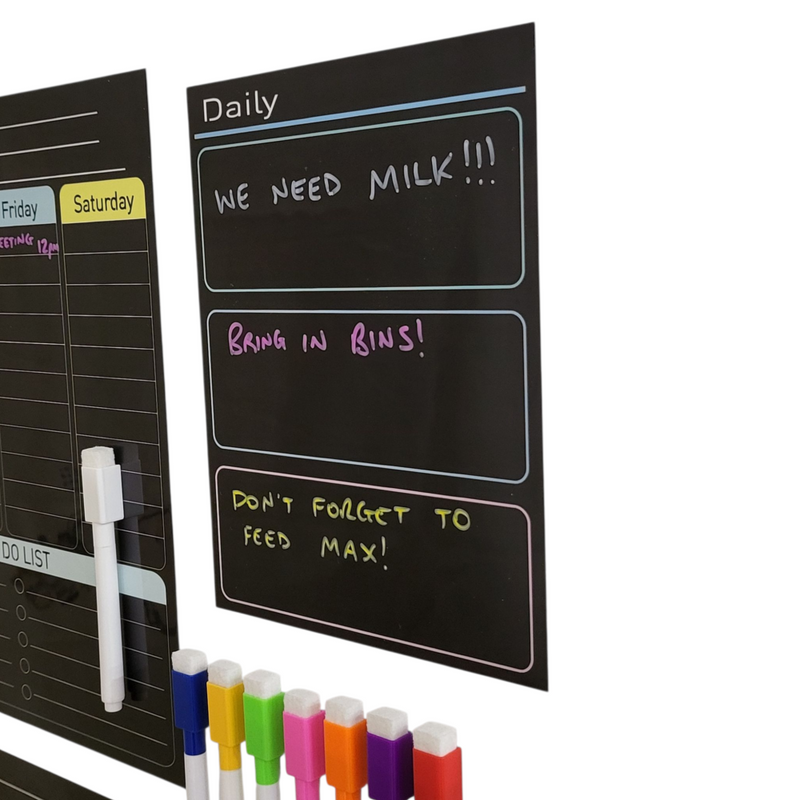 Magnetic 'Write & Wipe' Planner Set incl. 8pc Liquid Chalk Markers