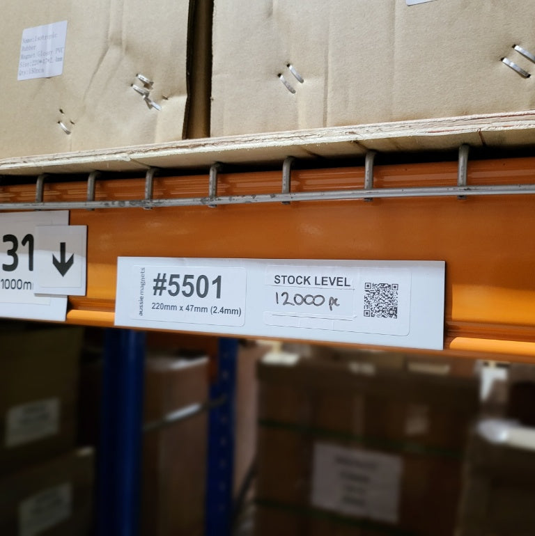 220mm x 47mm (2.4mm Thick) White Gloss Magnetic Label