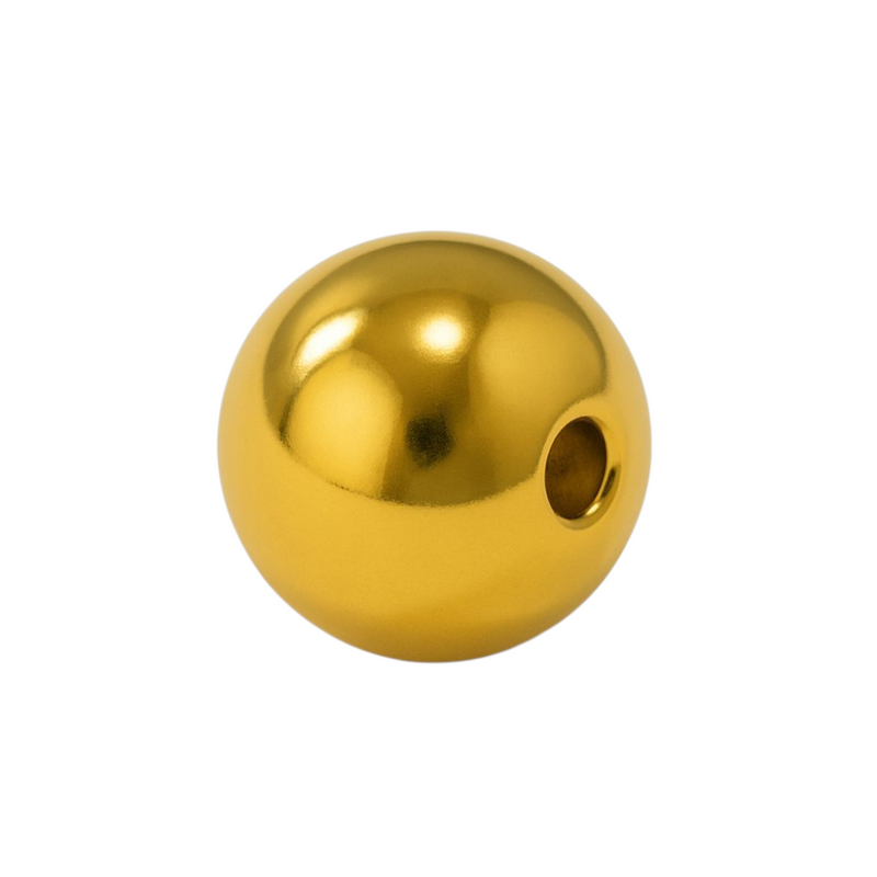 15mm Round Bead Magnet with 2.0mm Hole (Rare Earth, Gold)