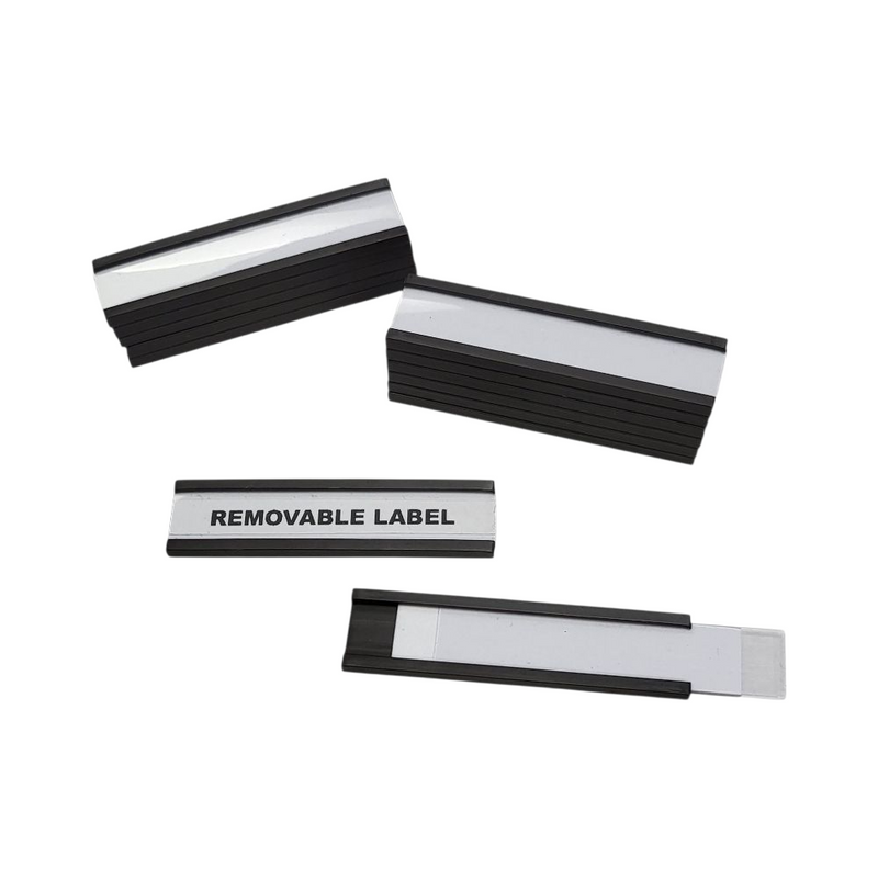 Magnetic Label C-Channel - 50mm x 12.5mm - Includes Blank Label Insert & Plastic Cover