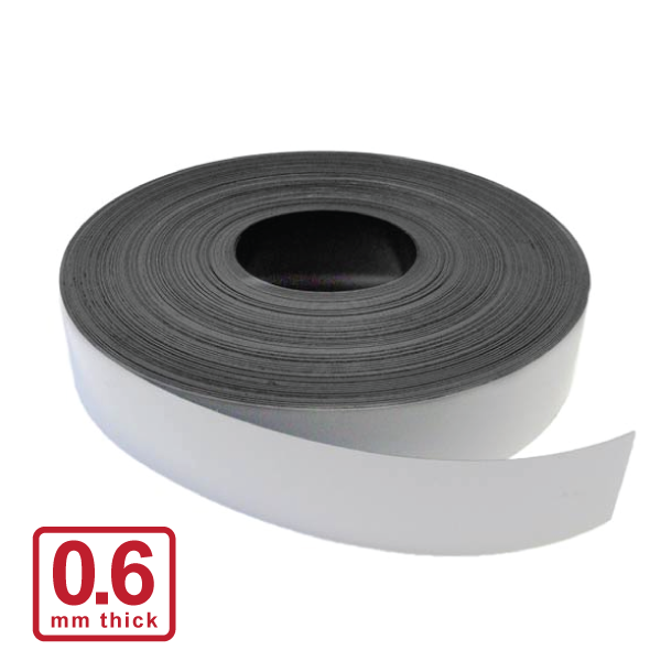 50 x 0.6mm White Gloss Magnetic Stripping (Flexible Rubber)