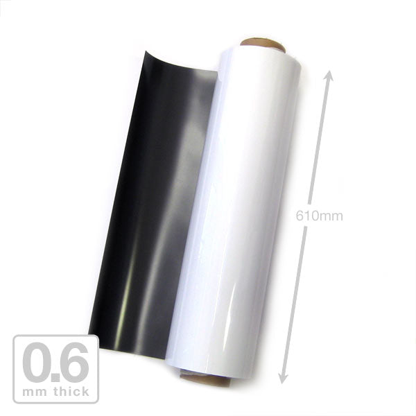 610 x 0.6mm White Gloss Magnetic Roll (Flexible Rubber)