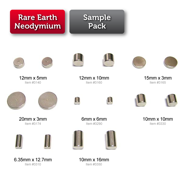 Sample Pack (Rare Earth)  (Medium sizes) (for Prototyping)