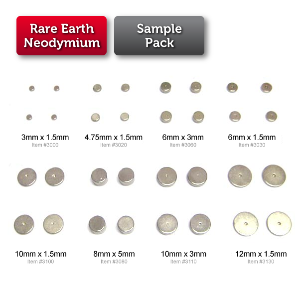 Sample Pack  (Rare Earth)  (Small sizes) (for Prototyping)